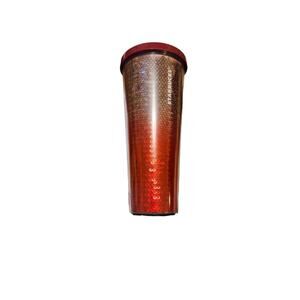 Starbucks Red/Rose Gold Ombre Sequin Acrylic Cold Cup Tumbler 24 Oz 2018 Flawed